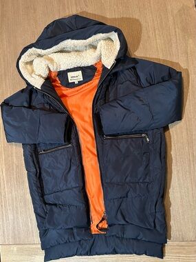 Orolay Thickened Down Jacket "The Amazon Coat" - Navy/Orange - Size XS